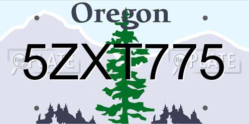 5ZXT775 Oregon License Plate