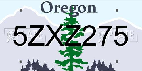 5ZXZ275 Oregon License Plate