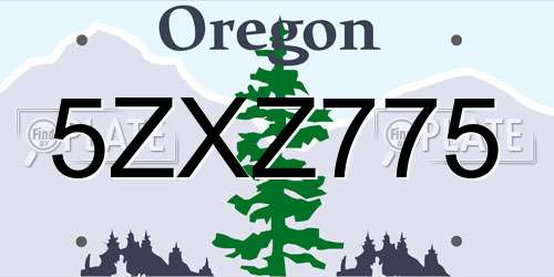 5ZXZ775 Oregon License Plate