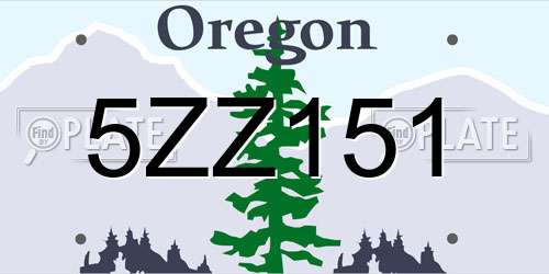 5ZZ151 Oregon License Plate