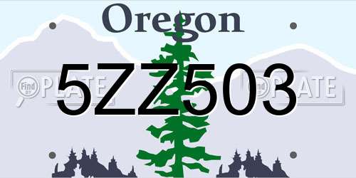 5ZZ503 Oregon License Plate