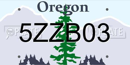5ZZB03 Oregon License Plate