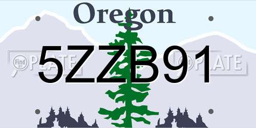 5ZZB91 Oregon License Plate