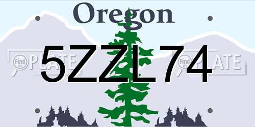 5ZZL74 Oregon License Plate