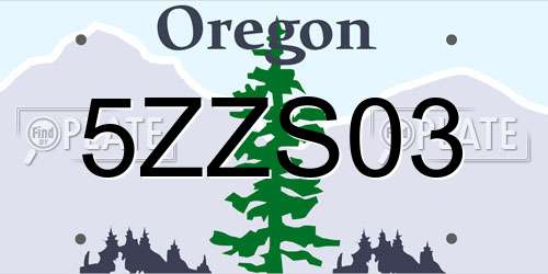 5ZZS03 Oregon License Plate