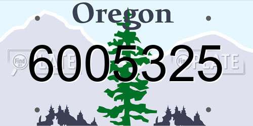 6005325 Oregon License Plate