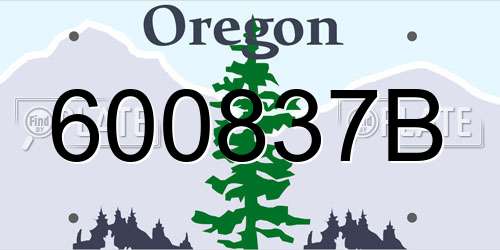600837B Oregon License Plate