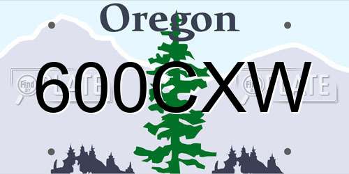 600CXW Oregon License Plate
