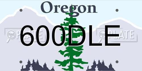 600DLE Oregon License Plate