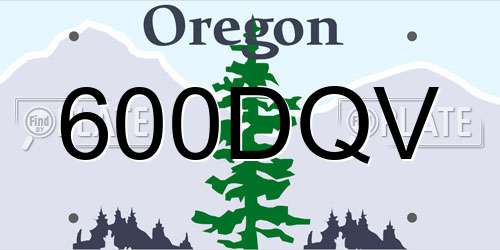 600DQV Oregon License Plate