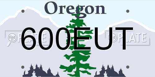 600EUT Oregon License Plate