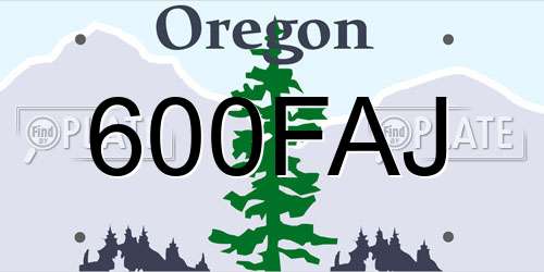 600FAJ Oregon License Plate
