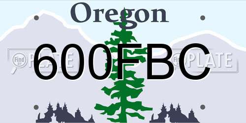 600FBC Oregon License Plate