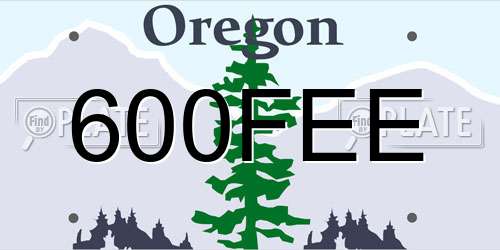 600FEE Oregon License Plate