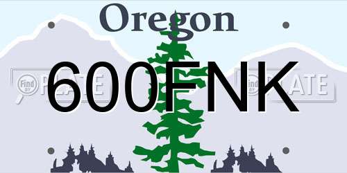 600FNK Oregon License Plate