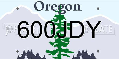 600JDY Oregon License Plate