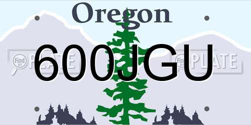 600JGU Oregon License Plate