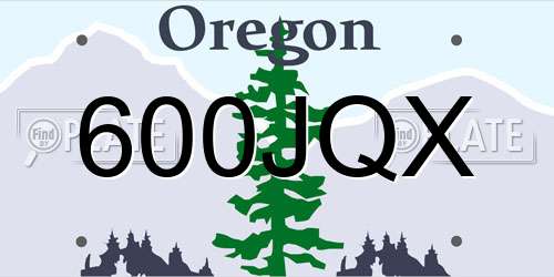 600JQX Oregon License Plate