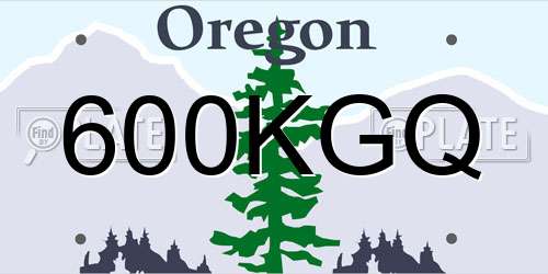 600KGQ Oregon License Plate