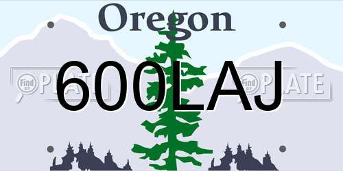 600LAJ Oregon License Plate