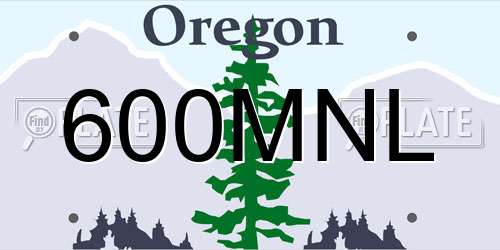 600MNL Oregon License Plate