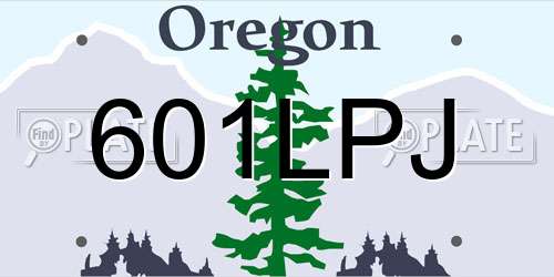601LPJ Oregon License Plate