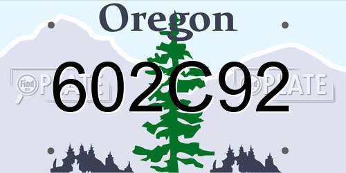 602C92 Oregon License Plate