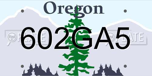 602GA5 Oregon License Plate