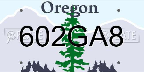 602GA8 Oregon License Plate