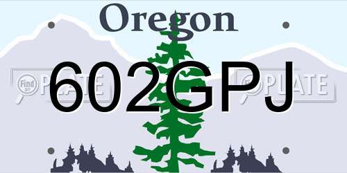 602GPJ Oregon License Plate