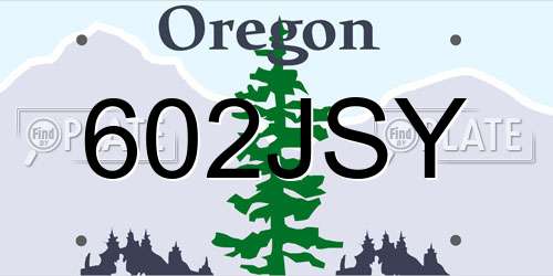 602JSY Oregon License Plate