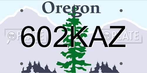 602KAZ Oregon License Plate