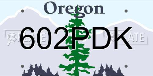 602PDK Oregon License Plate