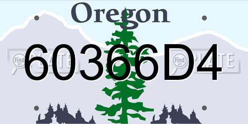 60366D4 Oregon License Plate