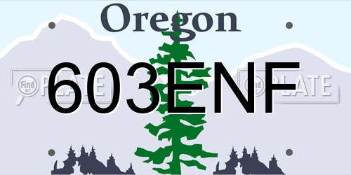 603ENF Oregon License Plate