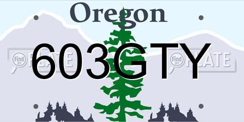 603GTY Oregon License Plate