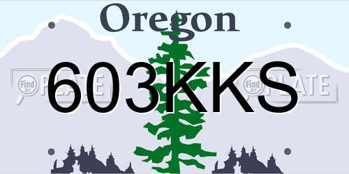 603KKS Oregon License Plate