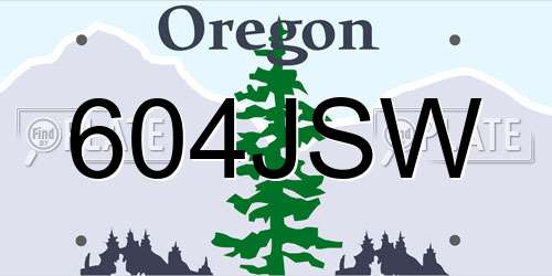 604JSW Oregon License Plate