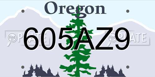 605AZ9 Oregon License Plate