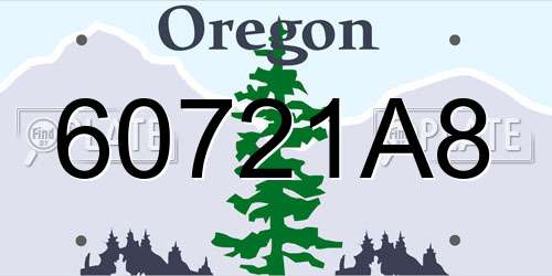 60721A8 Oregon License Plate