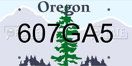 607GA5 Oregon License Plate