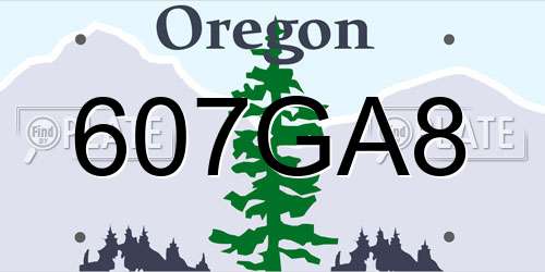 607GA8 Oregon License Plate
