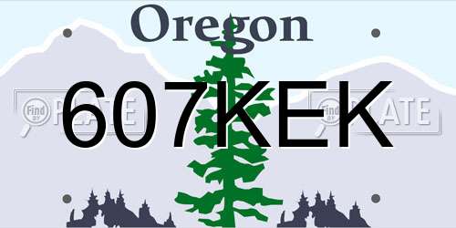 607KEK Oregon License Plate