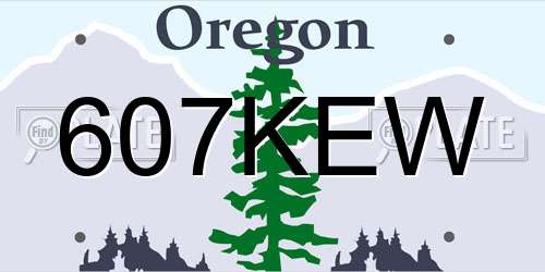 607KEW Oregon License Plate