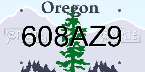 608AZ9 Oregon License Plate