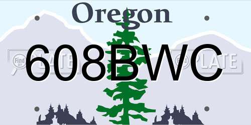 608BWC Oregon License Plate