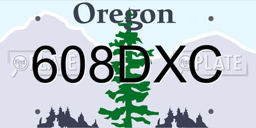 608DXC Oregon License Plate