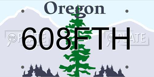 608FTH Oregon License Plate