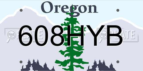 608HYB Oregon License Plate