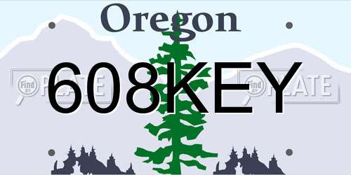 608KEY Oregon License Plate